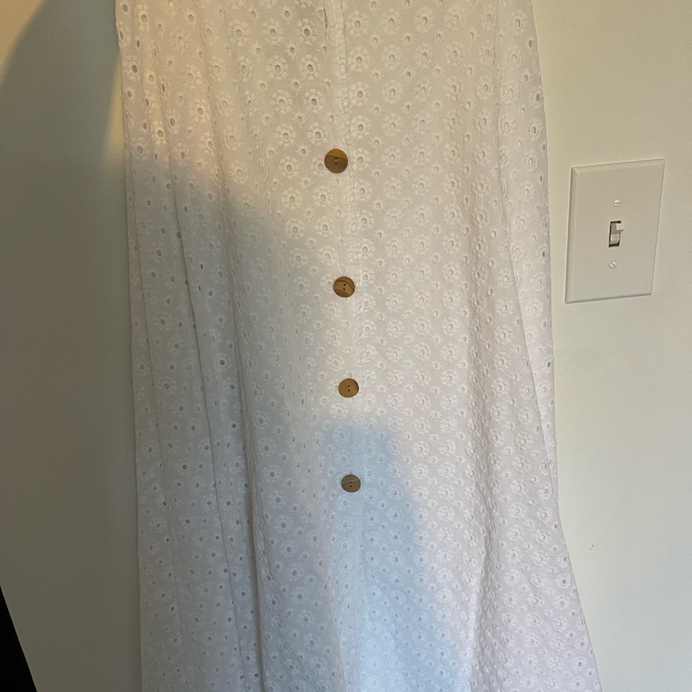 Zara White A-Line Skirt with Button Detail